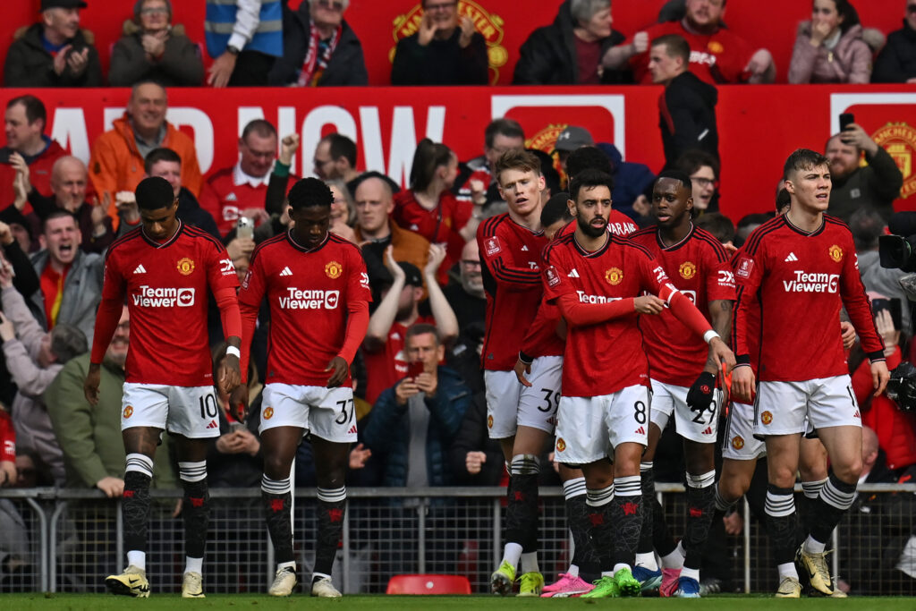 FA Cup Quarter Final football match between Manchester United and Liverpool at Old Trafford 