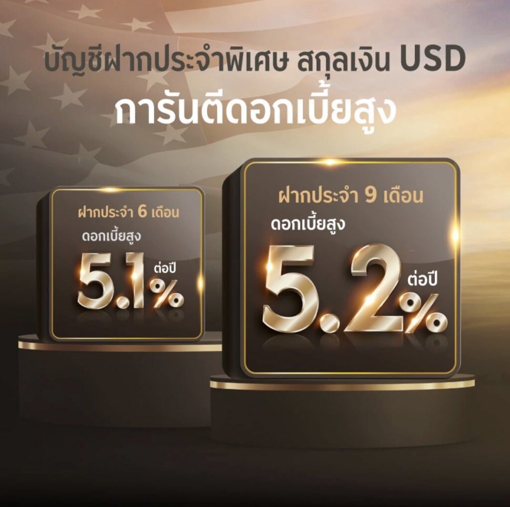 ธนาคารกรุงศรีอยุธยา "บัญชีเงินฝากประจำพิเศษ สกุลเงิน USD"