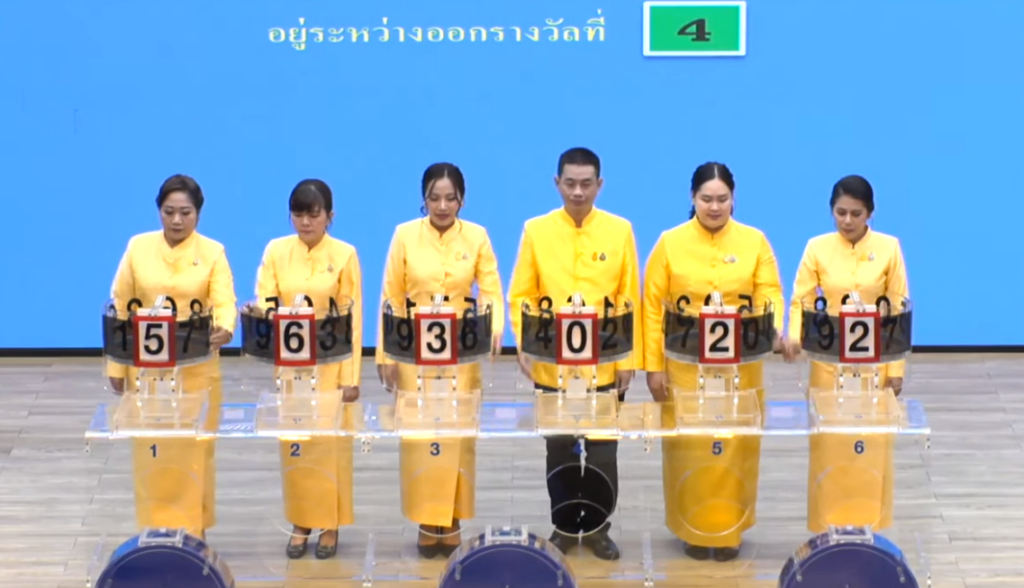 ผู้ช่วยหมุนการออกรางวัล เจ้าหน้าที่จากสำนักงานปกครอง จังหวัดนนทบุรี