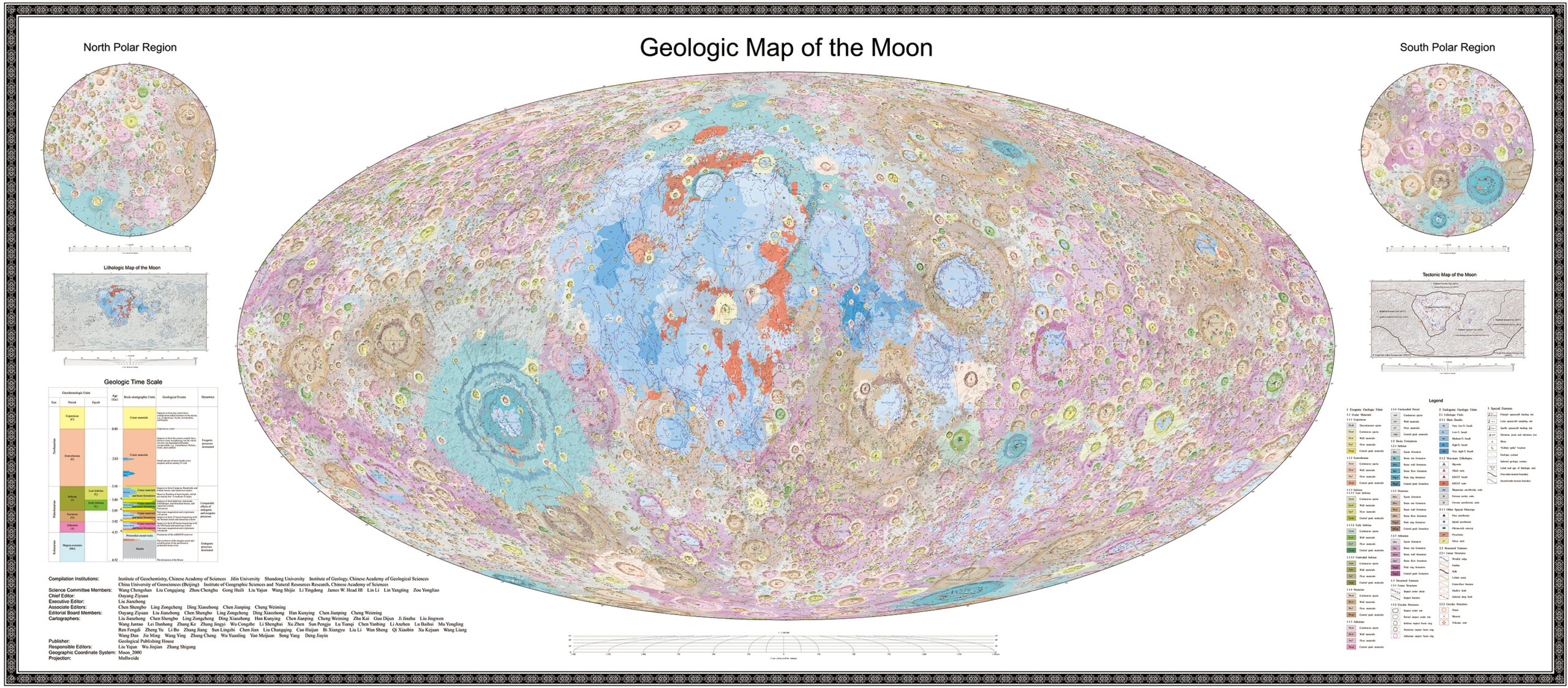 แผนที่ทางธรณีวิทยาของดวงจันทร์ (ภาพโดยสถาบันบัณฑิตวิทยาศาสตร์จีน)