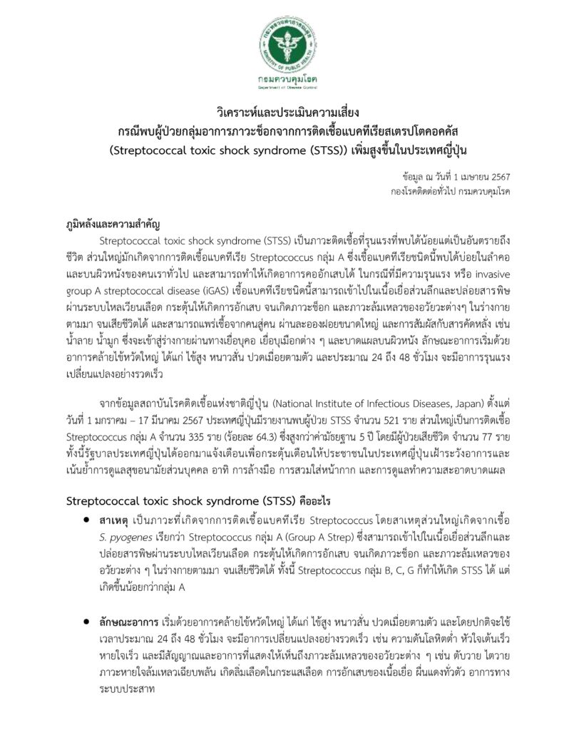 กรมควบคุมโรค ประกาศความเสี่ยงแบคทีเรียกินเนื้อคน