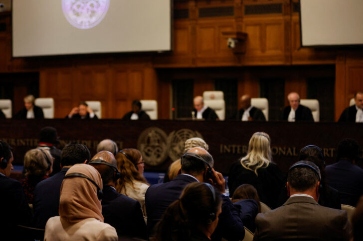 ICJ การพิจารณาคำร้องของแอฟริกาใต้ให้สั่งอิสราเอลยุติการโจมตีเมืองราฟาห์ในฉนวนกาซา ที่ศาลยุติธรรมระหว่างประเทศ (ICJ) กรุงเฮก ประเทศเนเธอร์แลนด์ วันที่ 24 พฤษภาคม 2024