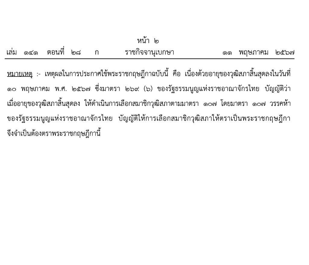 โปรดเกล้าฯ พระราชกฤษฎีกา ให้มีการเลือก ส.ว. ชุดใหม่