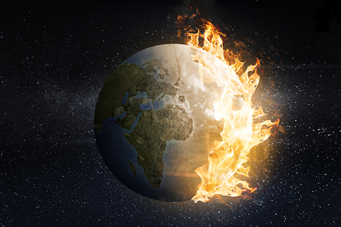 Burned earth because of extreme climate change