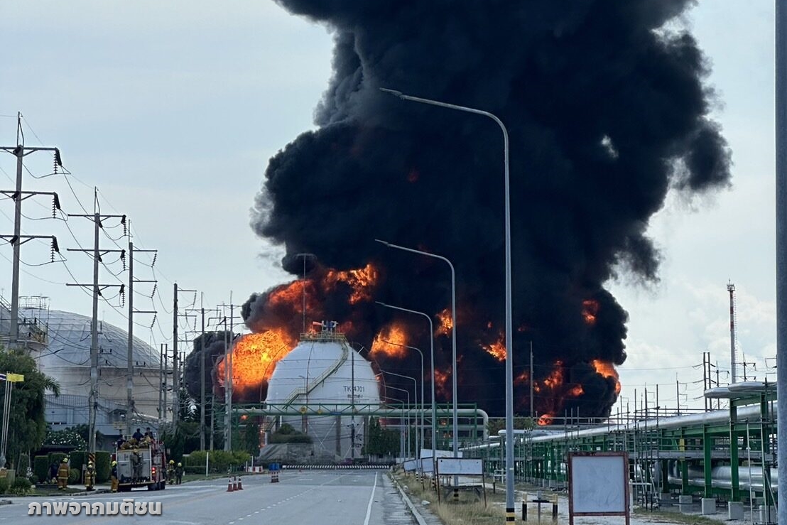 ระยอง “ประกาศภาวะฉุกเฉินระดับ 2” เหตุไฟไหม้ หวั่นลามติดถังเก็บ LPG ด้านข้าง