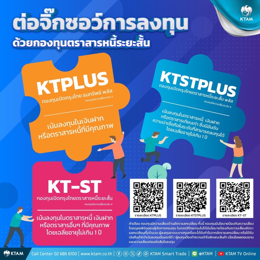 KTAM แนะ 3 กองทุน ลงตราสารหนี้ระยะสั้น หลบความไม่แน่นอนของนโยบายการเงิน