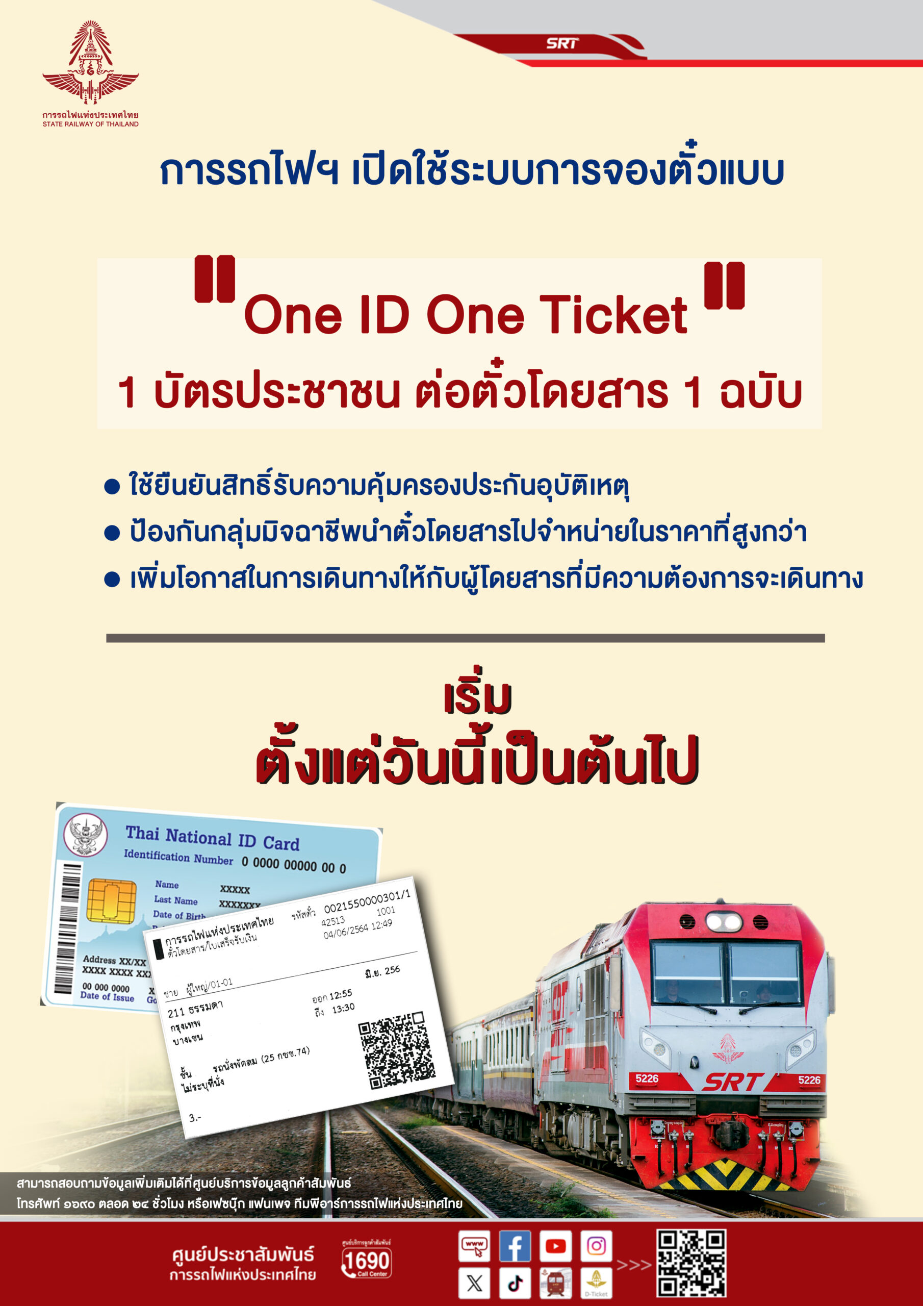 จองตั๋วรถไฟ บัตร 1 ใบ จองได้แค่ 1 ตั๋ว