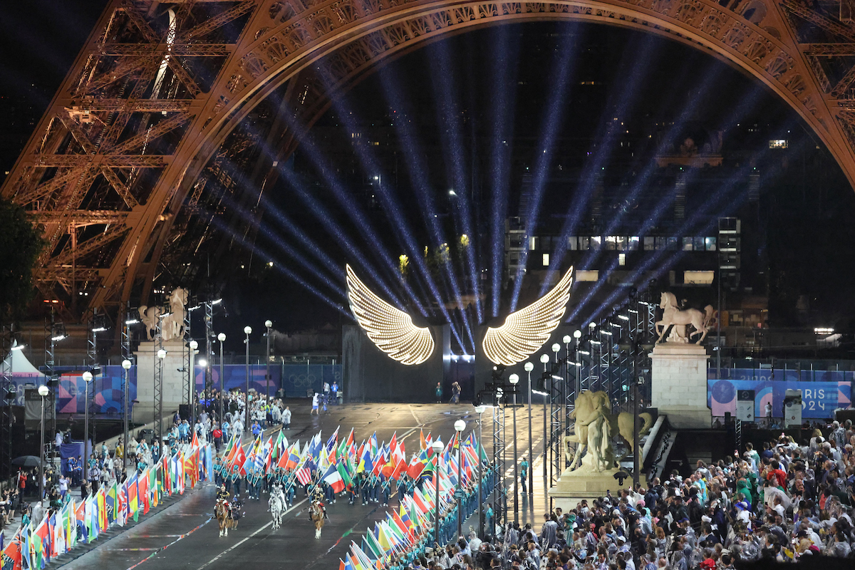 พิธีเปิด โอลิมปิก ปารีส 2024 วันที่ 26 กรกฎาคม 2024 (ภาพโดย Ludovic MARIN / POOL / AFP)