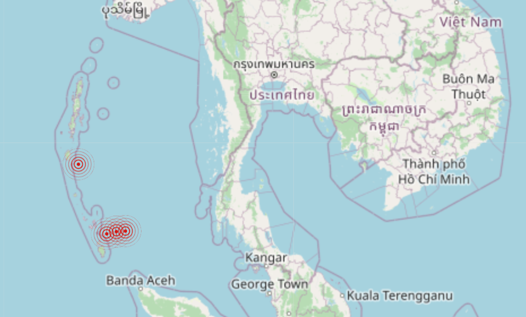 แผ่นดินไหว ขนาด 4.1 หมู่เกาะนิโคบาร์ ห่างจากภูเก็ต 484 กม.