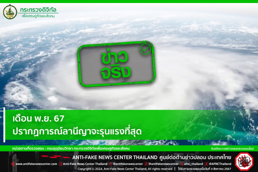 กรมอุตุฯ เผย ปรากฎการณ์ลานีญา จะแรงที่สุดเดือน พ.ย.จริงหรือ ?