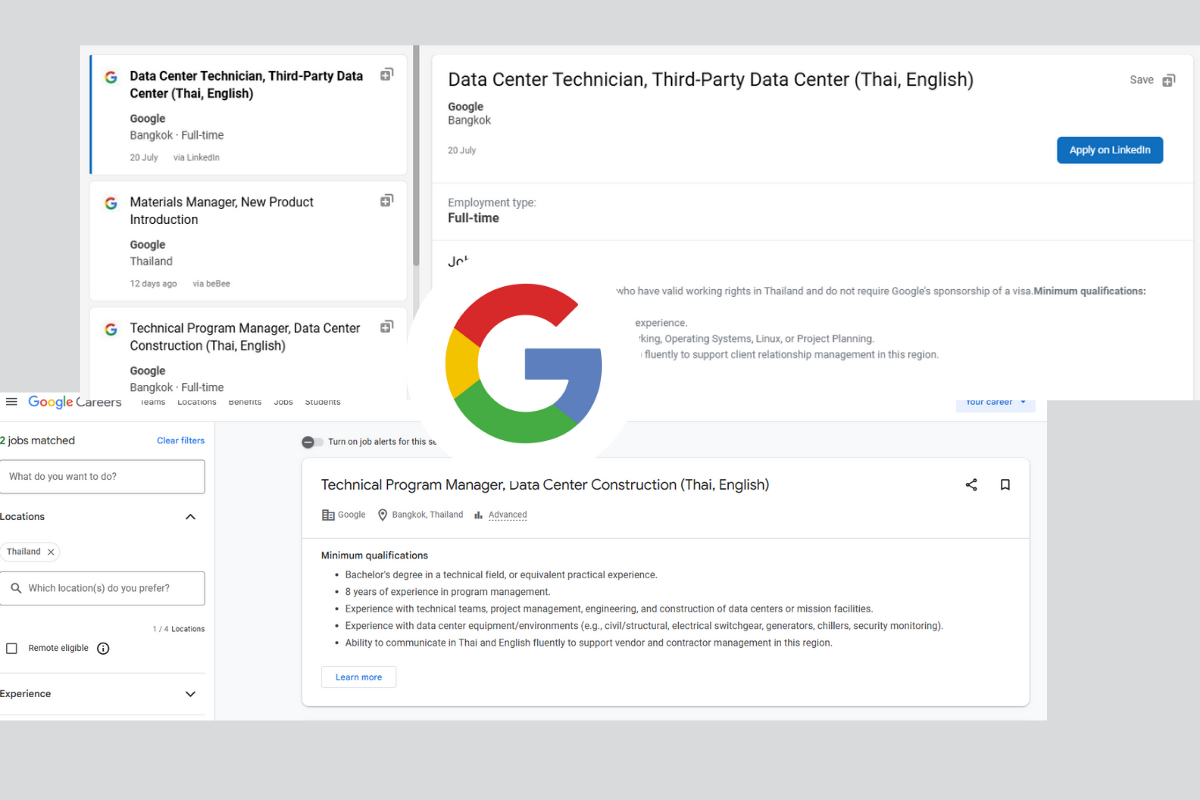 Google รับสมัครงาน Data Center Technician ขยับลงทุนในไทย ?