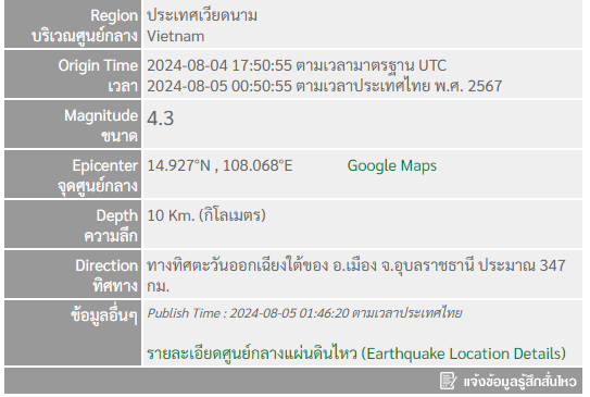 แผ่นดินไหวที่เวียดนาม