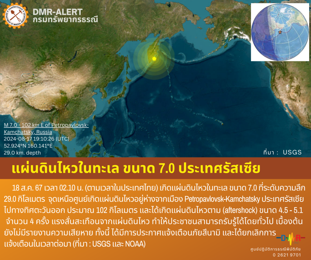 แผ่นดินไหวรัสเซีย ในทะเล