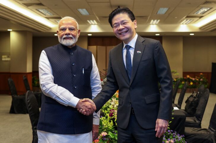 Modi_SGP_Web นเรนทรา โมดี นายกรัฐมนตรีอินเดีย พบกับลอว์เรนซ์ หว่อง (Lawrence Wong) นายกรัฐมนตรีสิงคโปร์ วันที่ 5 กันยายน 2024 ภาพโดย รอยเตอร์ส