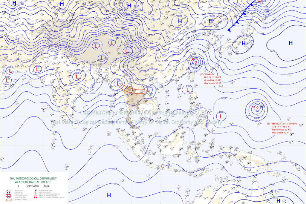 แผนที่อากาศผิวพื้น(กรมอุตุนิยมวิทยา)