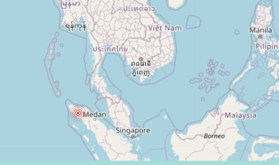 แผ่นดินไหว ขนาด 4.9 ตอนเหนือเกาะสุมาตรา ห่างจากภูเก็ต 430 กม.