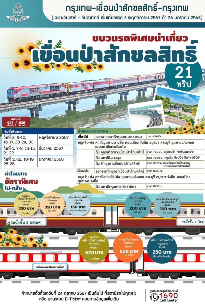 รถไฟลอยน้ำเขื่อนป่าสักชลสิทธิ์ 2567
