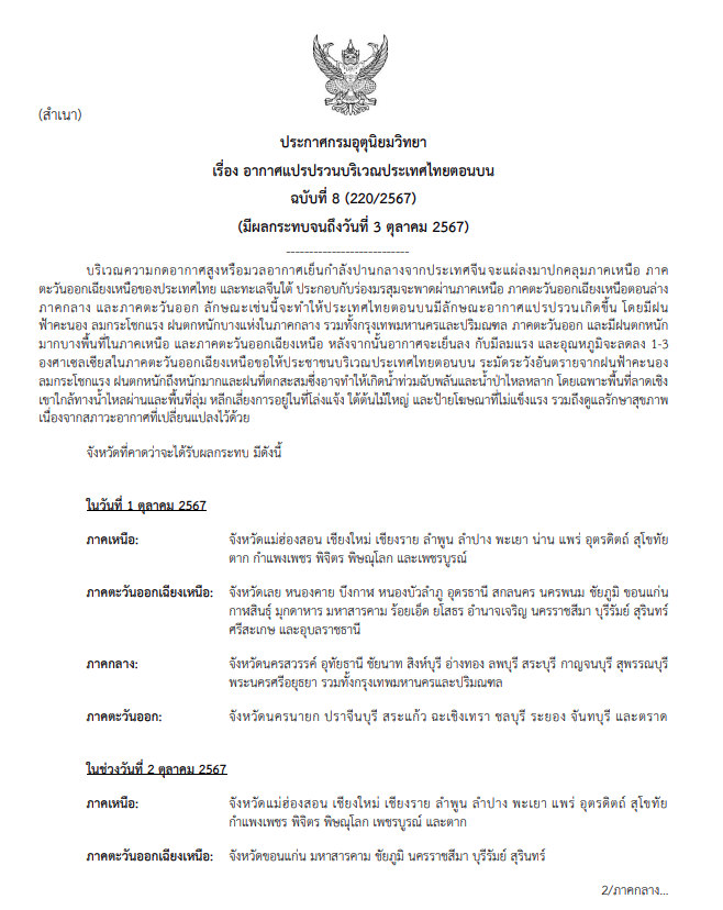 ประกาศเตือนอากาศแปรปรวน ฉบับที่ 8