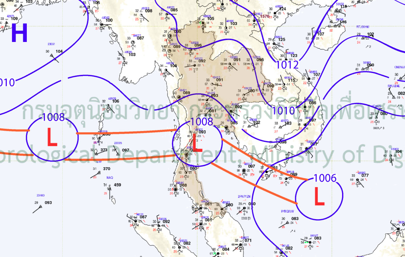 กรมอุตุฯเตือน 24 ชม.ข้างหน้า ภาคใต้ ตะวันออก กทม. ฝนตกหนักถึง 70%
