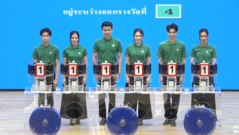 พนักงานจากธนาคารเพื่อการเกษตรและสหกรณ์การเกษตร(ธ.ก.ส.) มาเป็นผู้ช่วยในการหมุนออกรางวัล สลากกินแบ่งรับบาล งวด 1 พ.ย. 2567