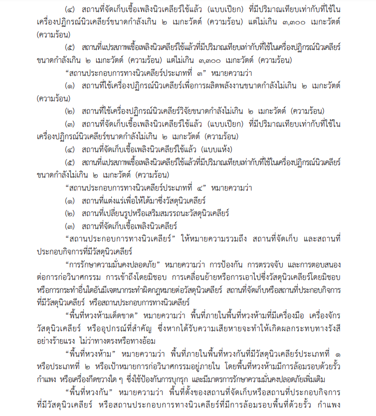 กฎกระทรวง ความมั่นคงปลอดภัยทางนิวเคลียร์ 2567 