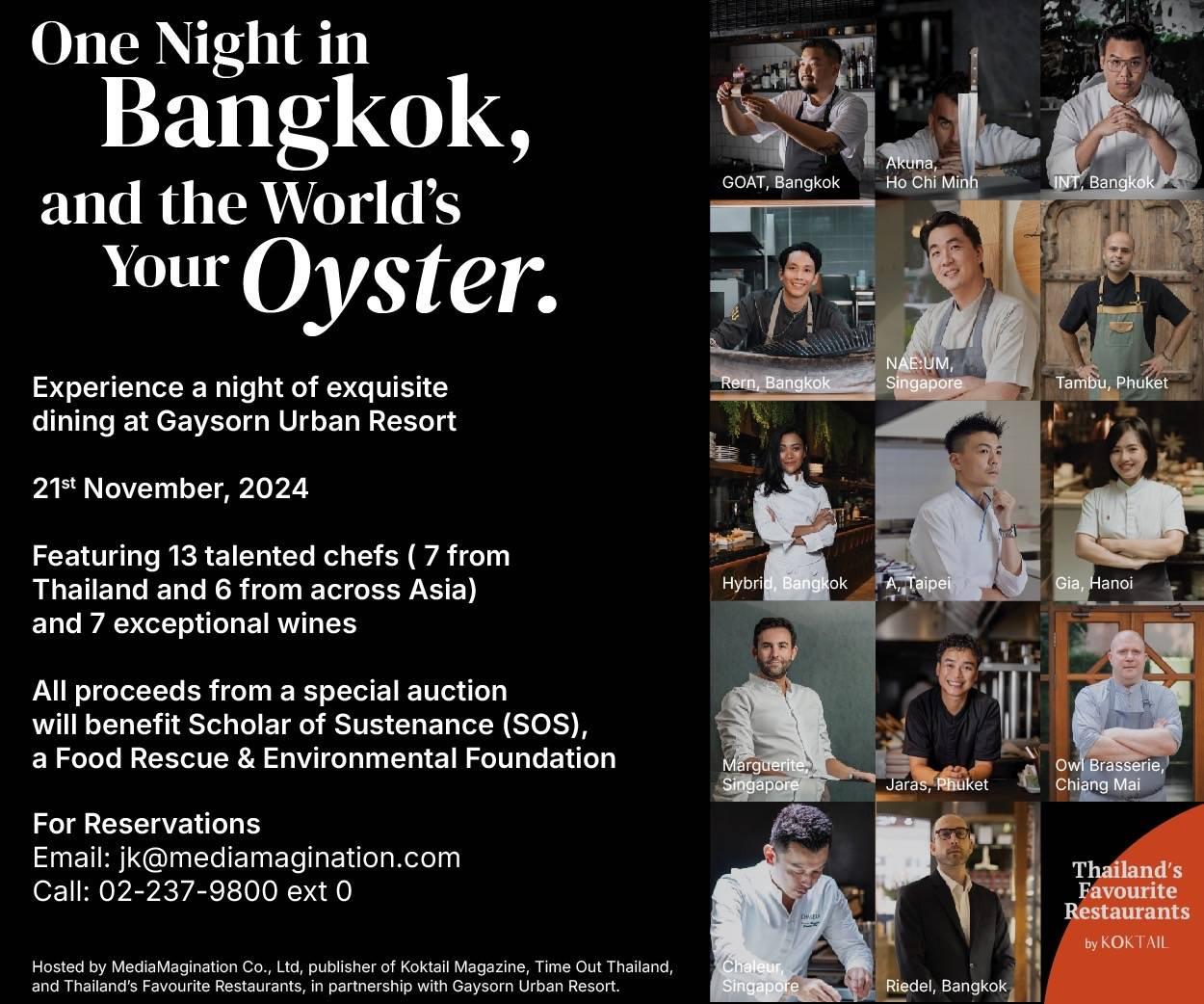 One Night in Bangkok, and the World’s Your Oyster 
