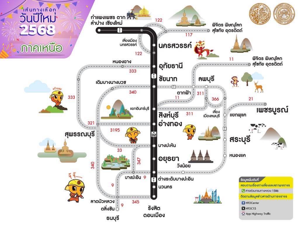 เส้นทางเลี่ยงรถติดภาคเหนือช่วงปีใหม่ 2568