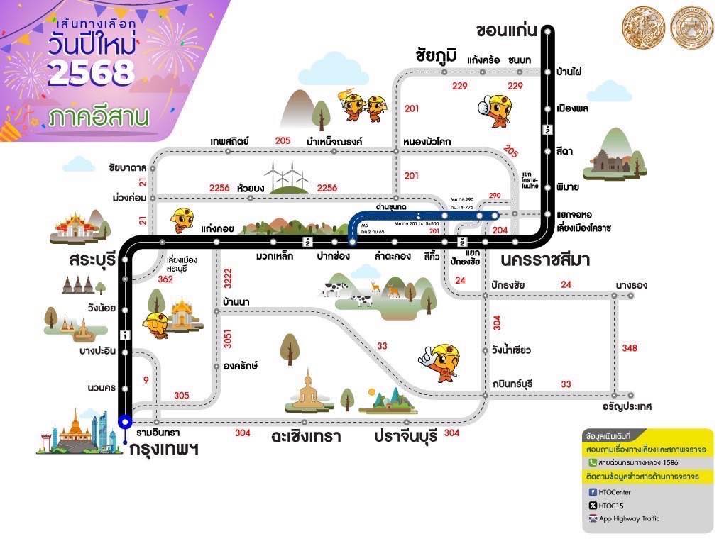 เส้นทางเลี่ยงรถติดปีใหม่ 2568