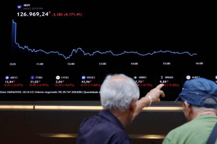 An electronic board displays information on recent fluctuations of market indices at the B3 Stock Exchange in Sao Paulo An electronic board displays information on recent fluctuations of market indices at the B3 Stock Exchange in Sao Paulo