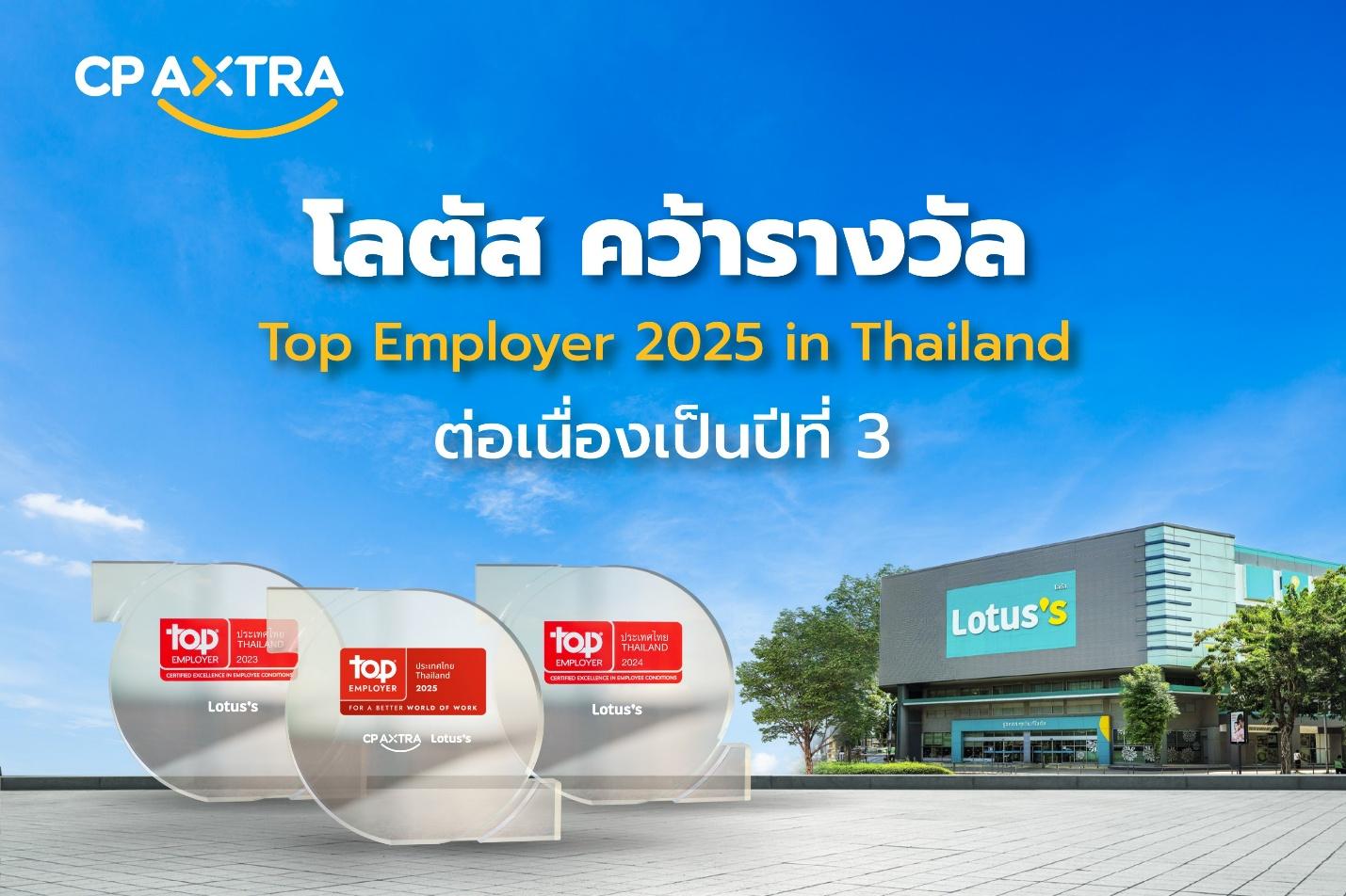 โลตัสคว้ารางวัล Top Employer 2025 in Thailand ต่อเนื่องเป็นปีที่ 3