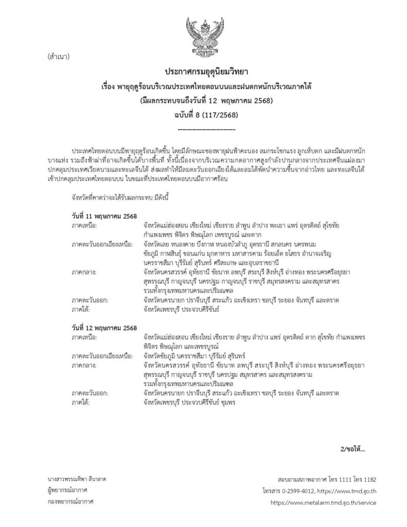 ประกาศเตือนพายุฤดูร้อน ฉบับที่ 8
