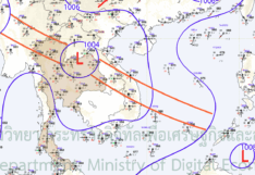 บริเวณความกดอากาศสูงปกคลุมบริเวณทะเลจีนใต้ และมีหย่อมความกดอากาศต่ำบริเวณตอนบนของภาคตะวันออกเฉียงเหนือ