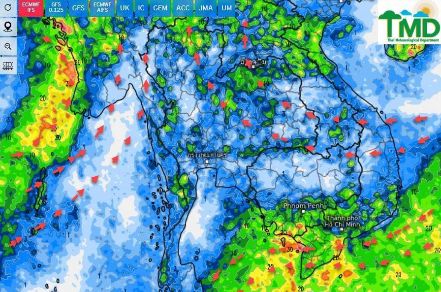 พยากรณ์ฝนสะสม 1 พ.ค.2568