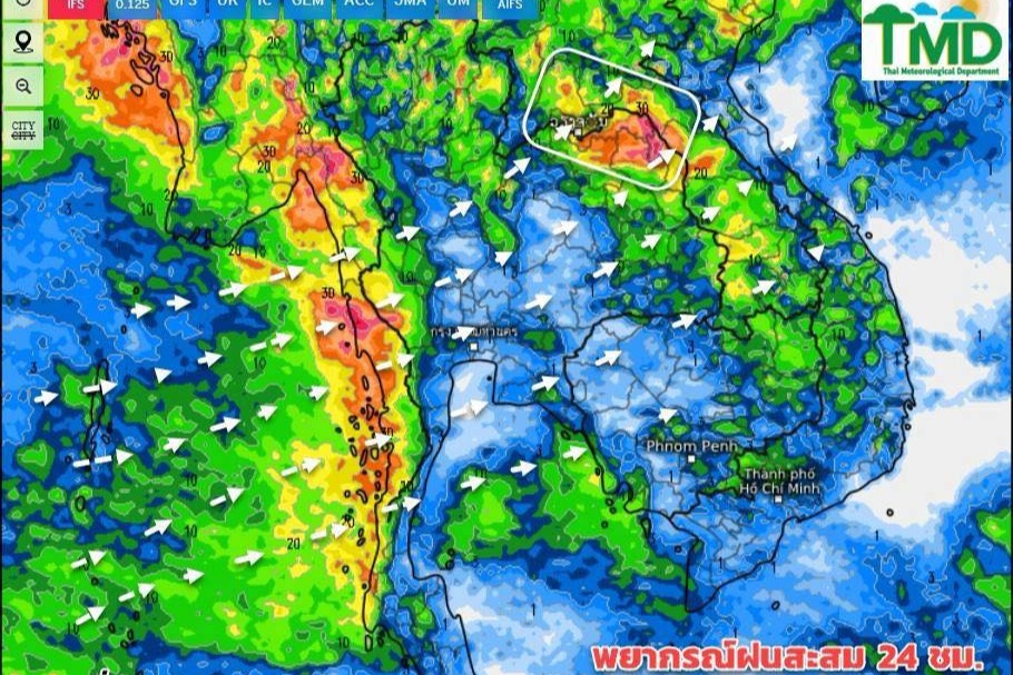 พยากรณ์ฝนสะสม 30 มิ.ย. 2568