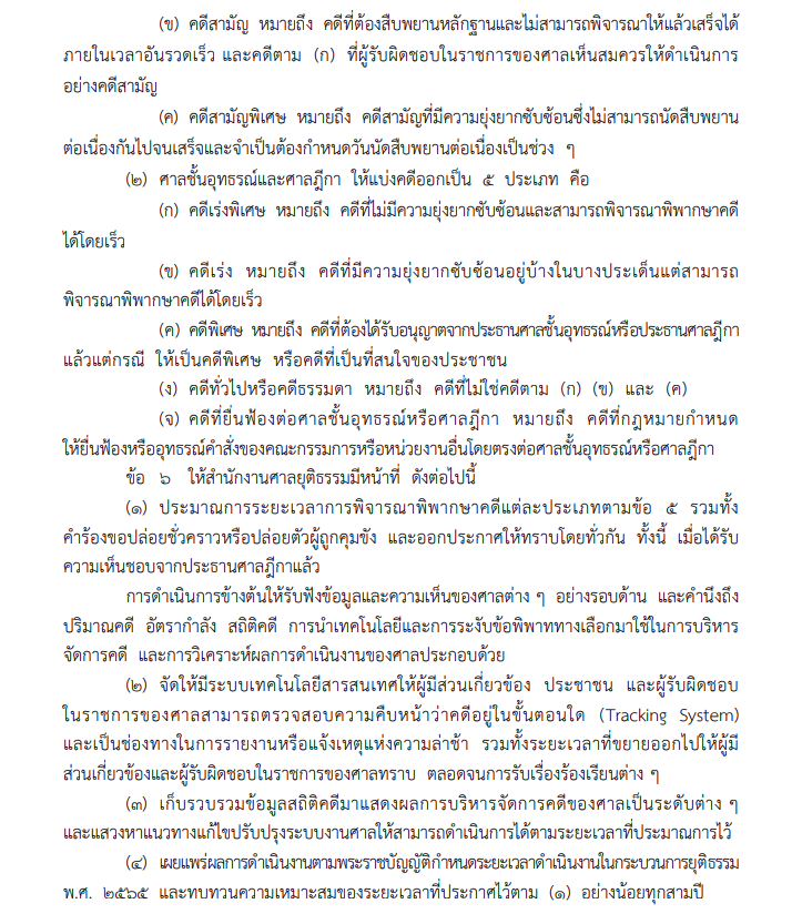 ระเบียบราชการฝ่ายตุลาการศาลยุติธรรม ว่าด้วยหลักเกณฑ์การกำหนดระยะเวลาการพิจารณาพิพากษาคดีของศาลยุติธรรม พ.ศ. 2568