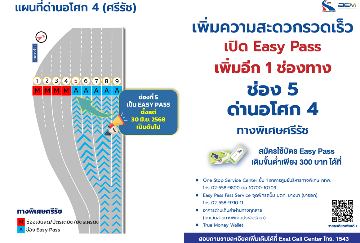BEM ร่วมกับ กทพ. เปิด Easy Pass เพิ่มที่ด่านอโศก 4
