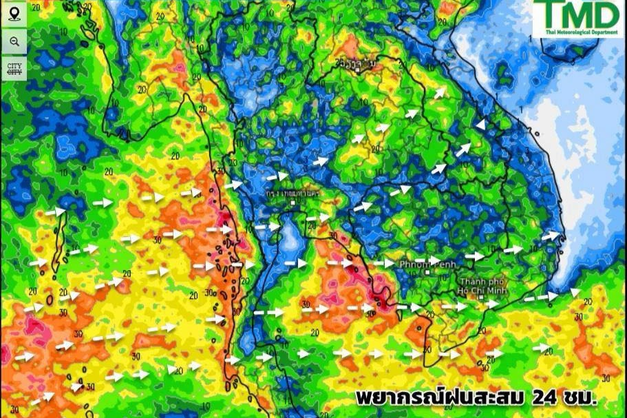 กรมอุตุนิยมวิทยา 7 วันข้างหน้า เตือนรับมือฝนตกหนัก 21-27 มิ.ย.นี้