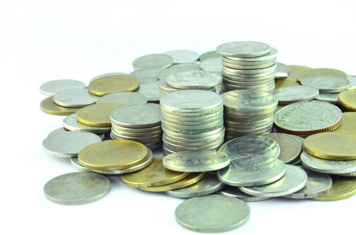 Thailand Baht lot of money a white background.
