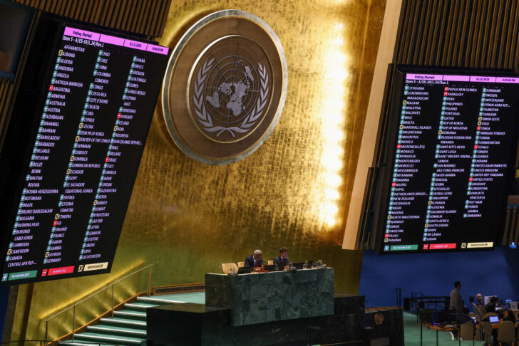 UN General Assembly votes on draft resolution demanding ceasefire in the Gaza Strip, in New York