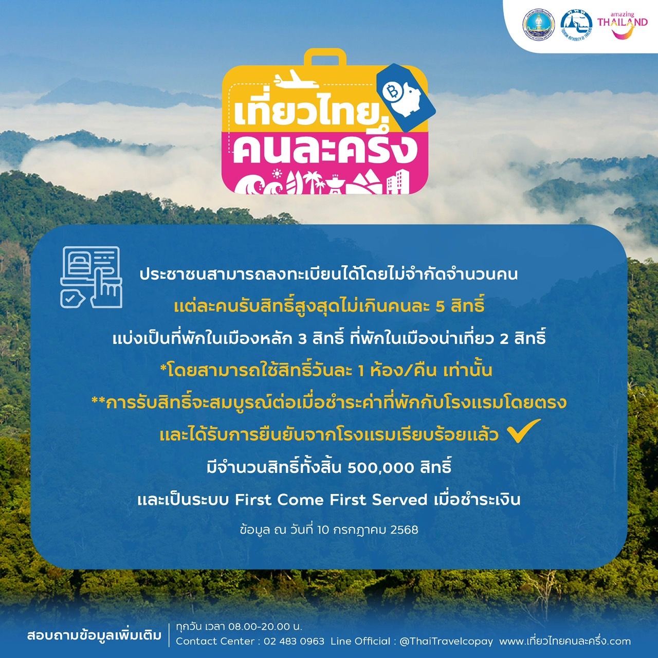 “เที่ยวไทยคนละครึ่ง” เปิดแล้ว ททท. ยันระบบพร้อม ราบรื่นไร้ปัญหา