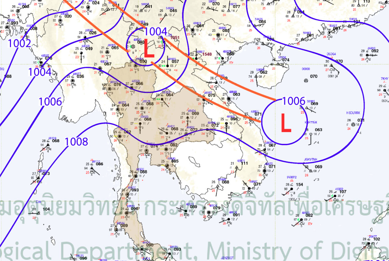 ร่องมรสุมมาแล้ว กรมอุตุฯเตือน 24 ชม.ข้างหน้า ฝนถล่มหนักสุด 70-80%