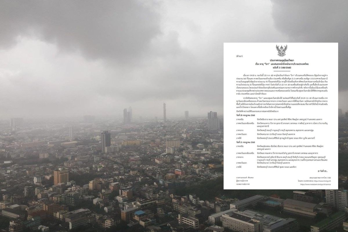 กรมอุตุฯ ประกาศฉบับ2 เตือนพายุโซนร้อน “วิภา” ฝนตกหนักมาก
