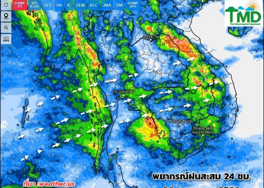 กรมอุตุนิยมวิทยา 7 วันข้างหน้า เตือน 30 ก.ค.-4 ส.ค. ฝนลดเหลือ 40-60%