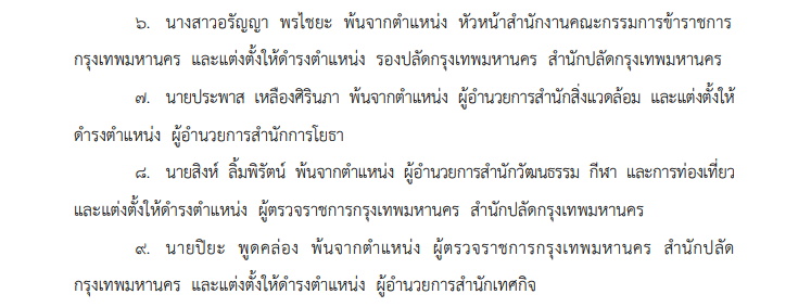 แต่งตั้งผู้บริหารระดับสูง กทม. 10 ราย