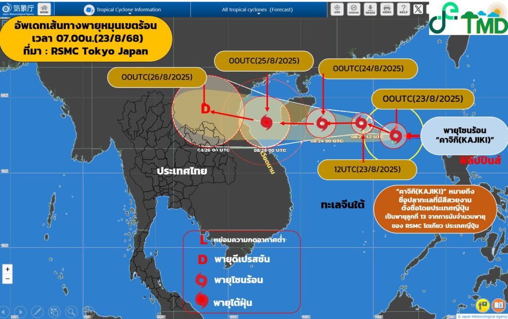 อัพเดตเส้นทางพายุ "คาจิกิ" (KAJIKI)