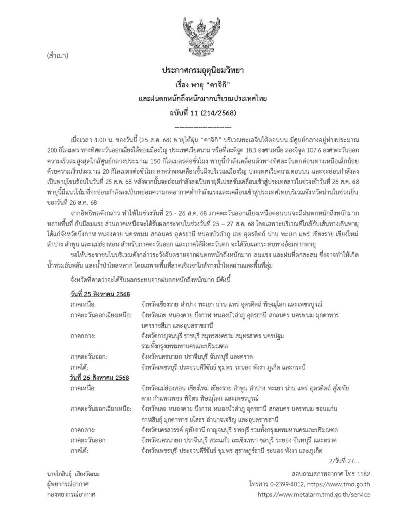 ประกาสเตือน ฉบับที่ 11 พายุคาจิกิ