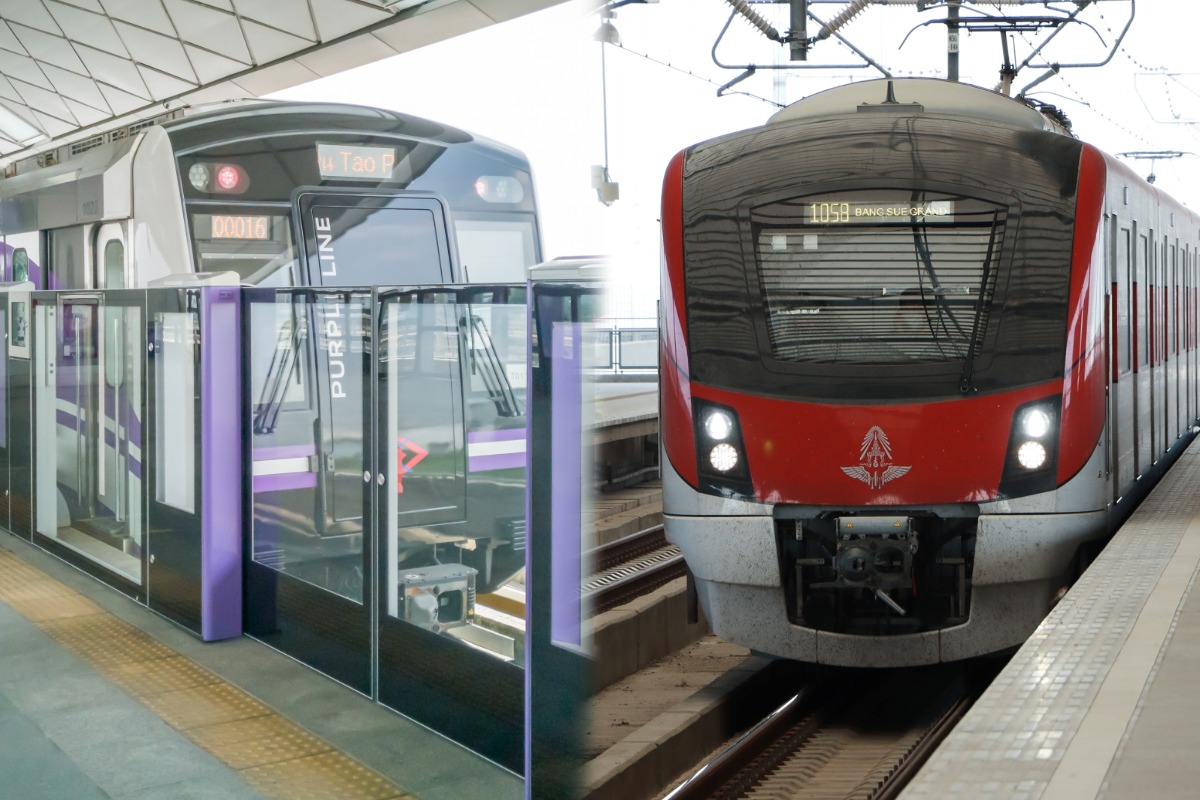 รถไฟฟ้า รถไฟฟ้าสายสีม่วง รถไฟฟ้าสายสีแดง
