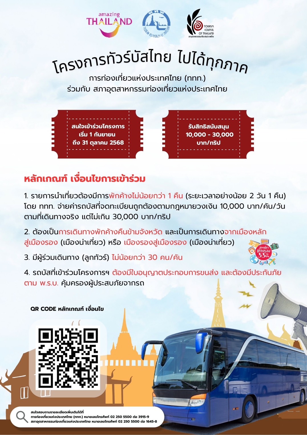 ดัน "ทัวร์บัสไทย ไปได้ทุกภาค" กระตุ้นท่องเที่ยวปลายปี คาดเงินสะพัด 24 ล้าน