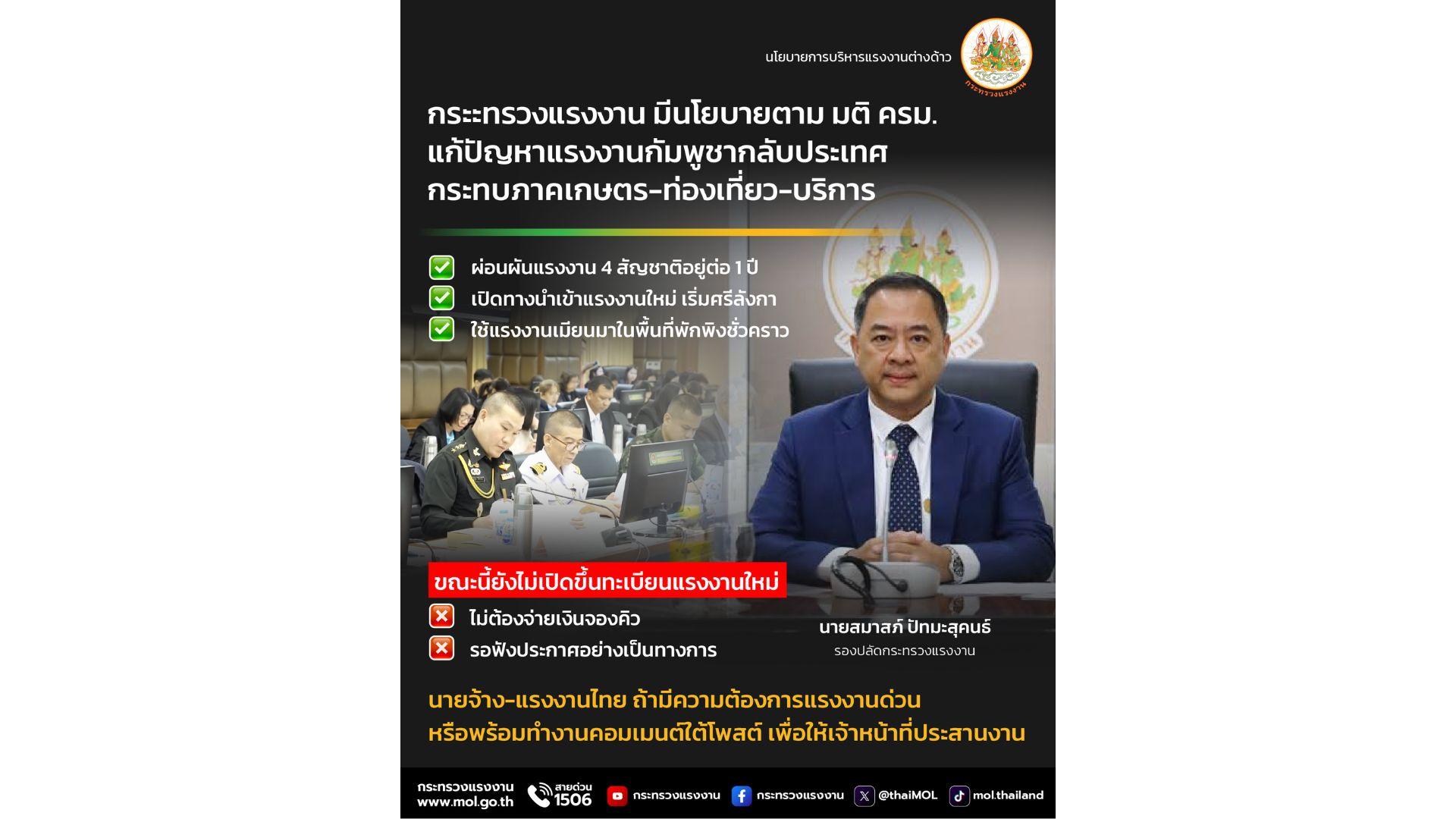 “แรงงานกัมพูชาทยอยกลับประเทศ” กระทรวงแรงงานเตรียม 3 มาตรการรองรับ