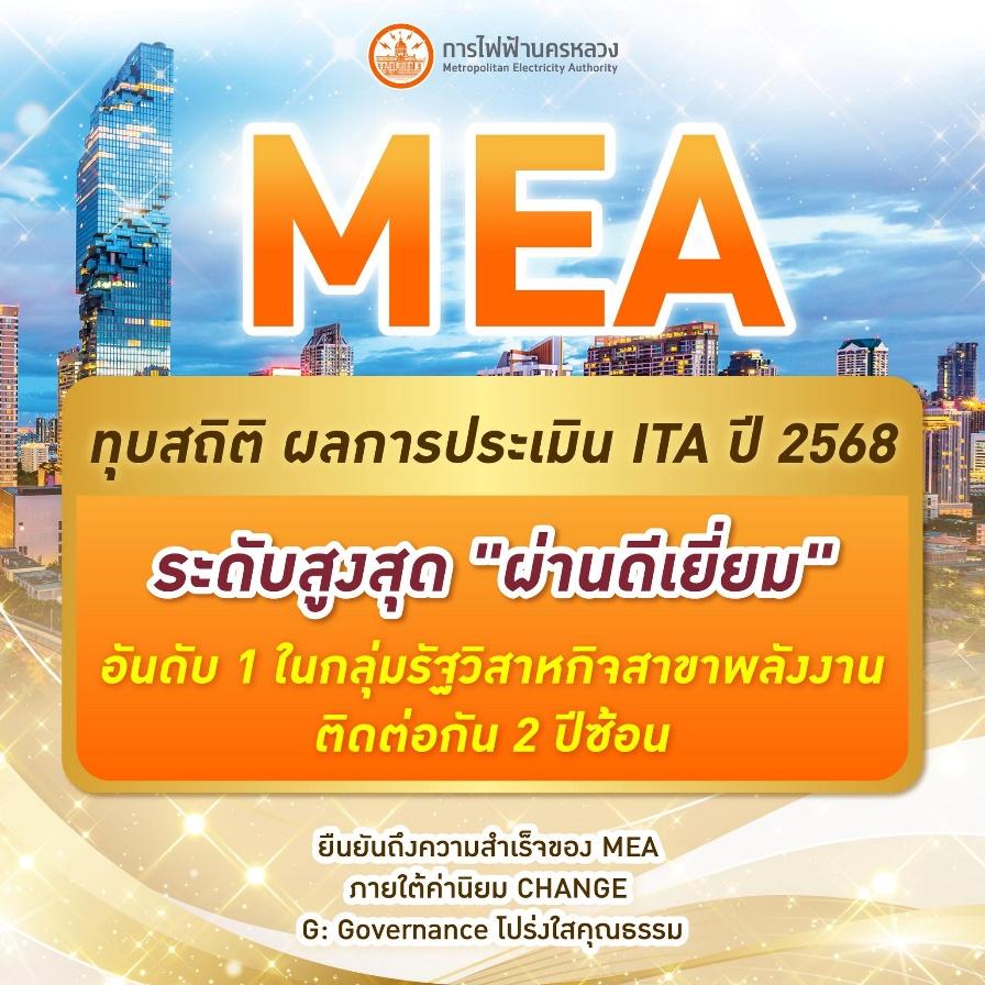 MEA ทุบสถิติ ผลการประเมิน ITA ปี 2568 ระดับสูงสุด